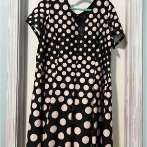 Lane Bryant Black and Light Pink Polka Dot Midi Dress